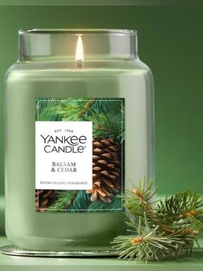 Yankee Candle NWOT Unused Balsam & Cedar Fragrance Large 22oz Candle Single Wick